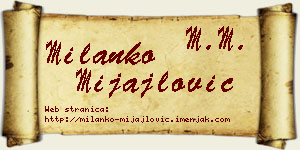 Milanko Mijajlović vizit kartica